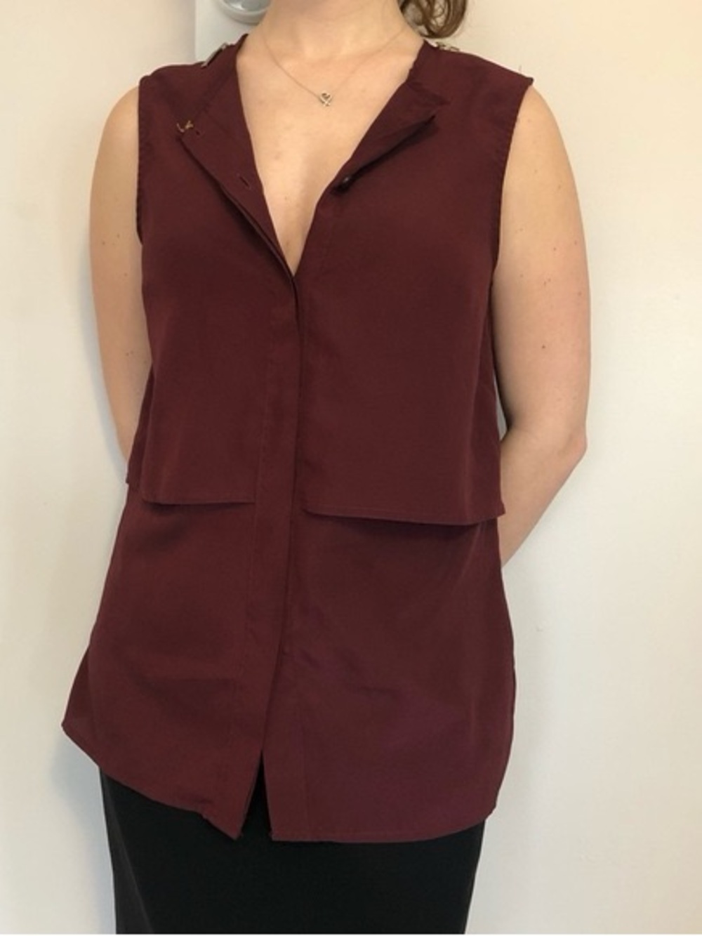 Michael Michael Kors Sleeveless Layered Tunic Top Deep Wine Size Medium